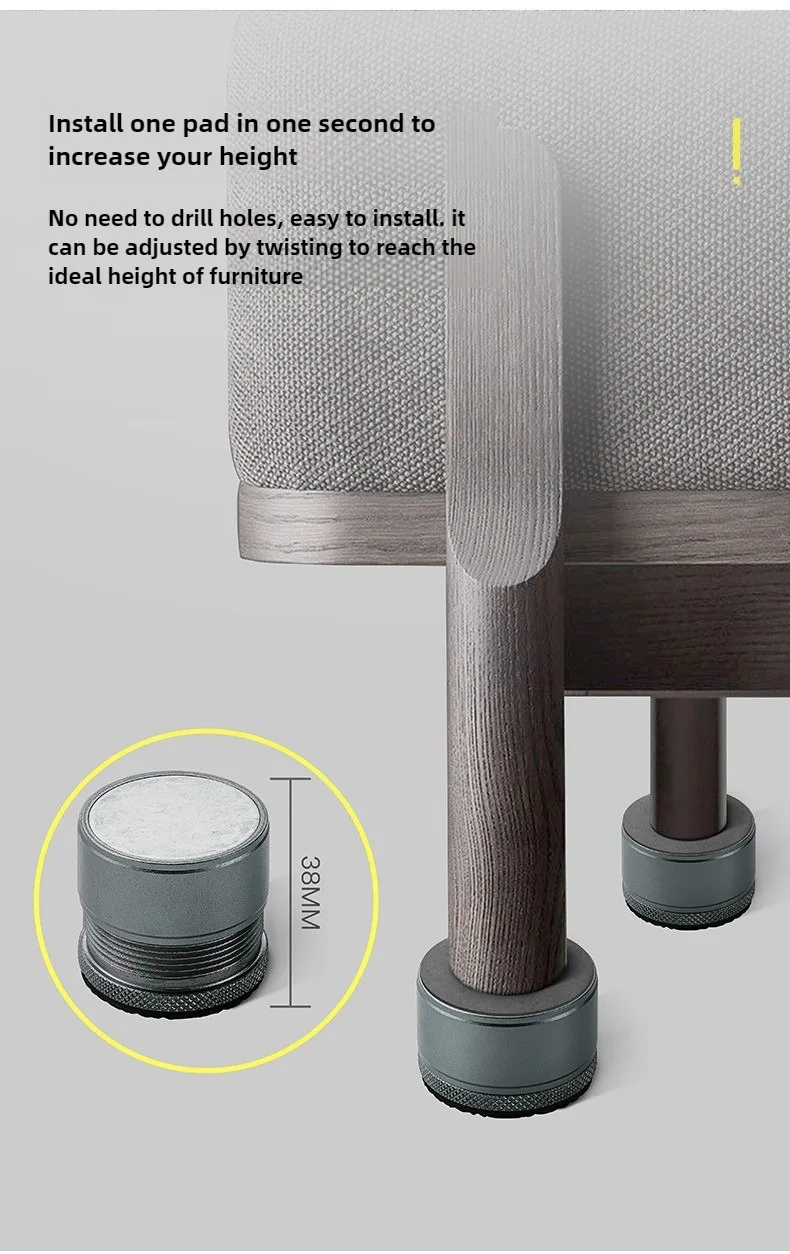 2/4pcs Metal Furniture Leg Booster Pad Bed Riser Height Adjustable Sofa Feet Floor Protector Wash Machine Leg
