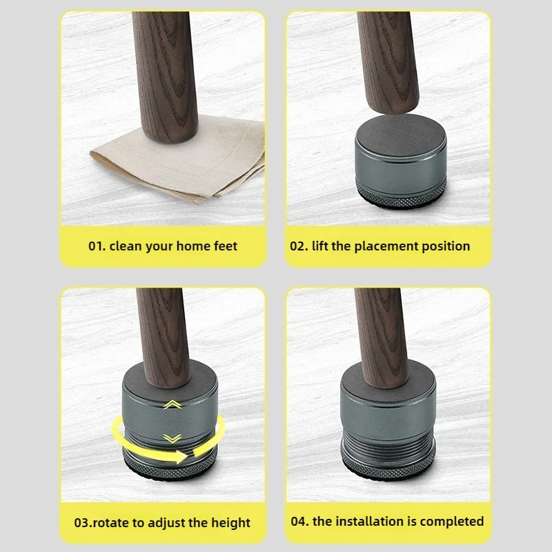 2/4pcs Metal Furniture Leg Booster Pad Bed Riser Height Adjustable Sofa Feet Floor Protector Wash Machine Leg