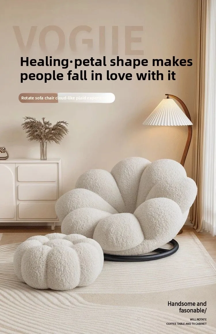 Flowers, Petals, Lazy, Sofa, Balcony, Cream Wind, Bedroom, Balcony, Sofa Chair 360 Degree Rotation, Chair Living Room Recliner