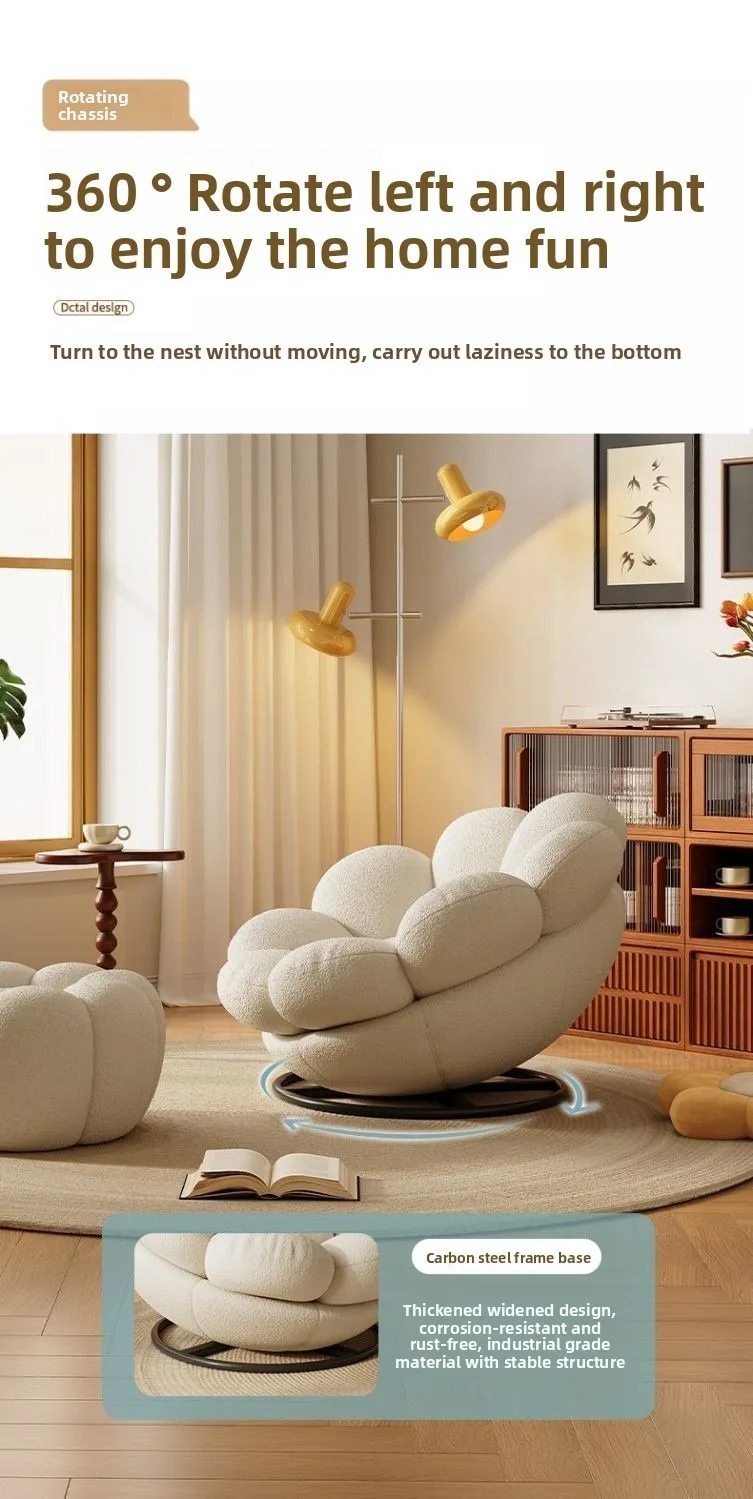 Flowers, Petals, Lazy, Sofa, Balcony, Cream Wind, Bedroom, Balcony, Sofa Chair 360 Degree Rotation, Chair Living Room Recliner