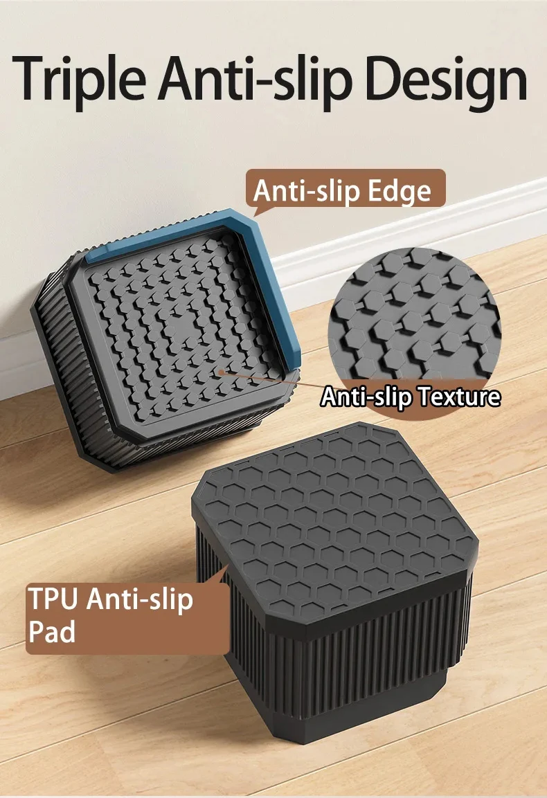 Adjustable-Height Square Furniture Risers: High Load-Bearing, Triple Anti-Slip, Ideal For Sofa, Table And Chair Leg Protection