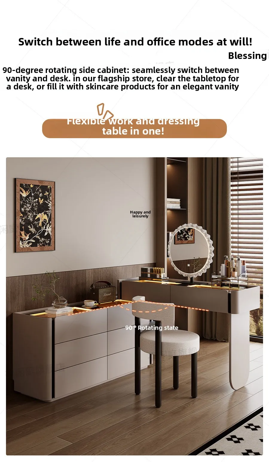 Dressing Table Chest of Drawers for Bedroom Sets Modern Vanity with Mirror Jewelry Cabinet Stool Makeup Console Chests Vanity