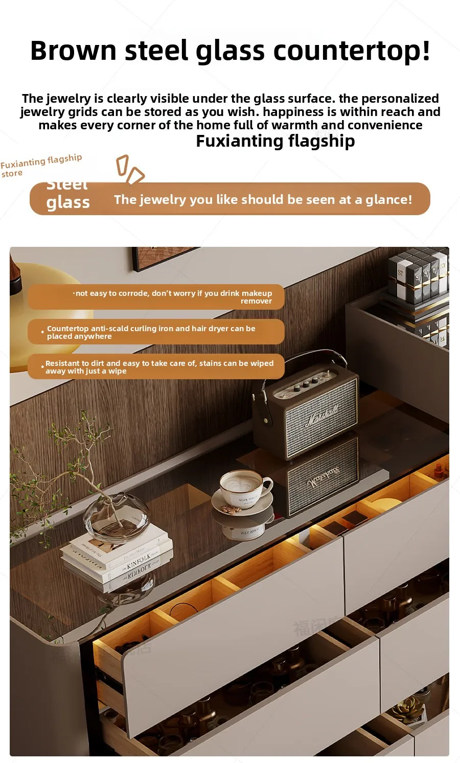 Dressing Table Chest of Drawers for Bedroom Sets Modern Vanity with Mirror Jewelry Cabinet Stool Makeup Console Chests Vanity