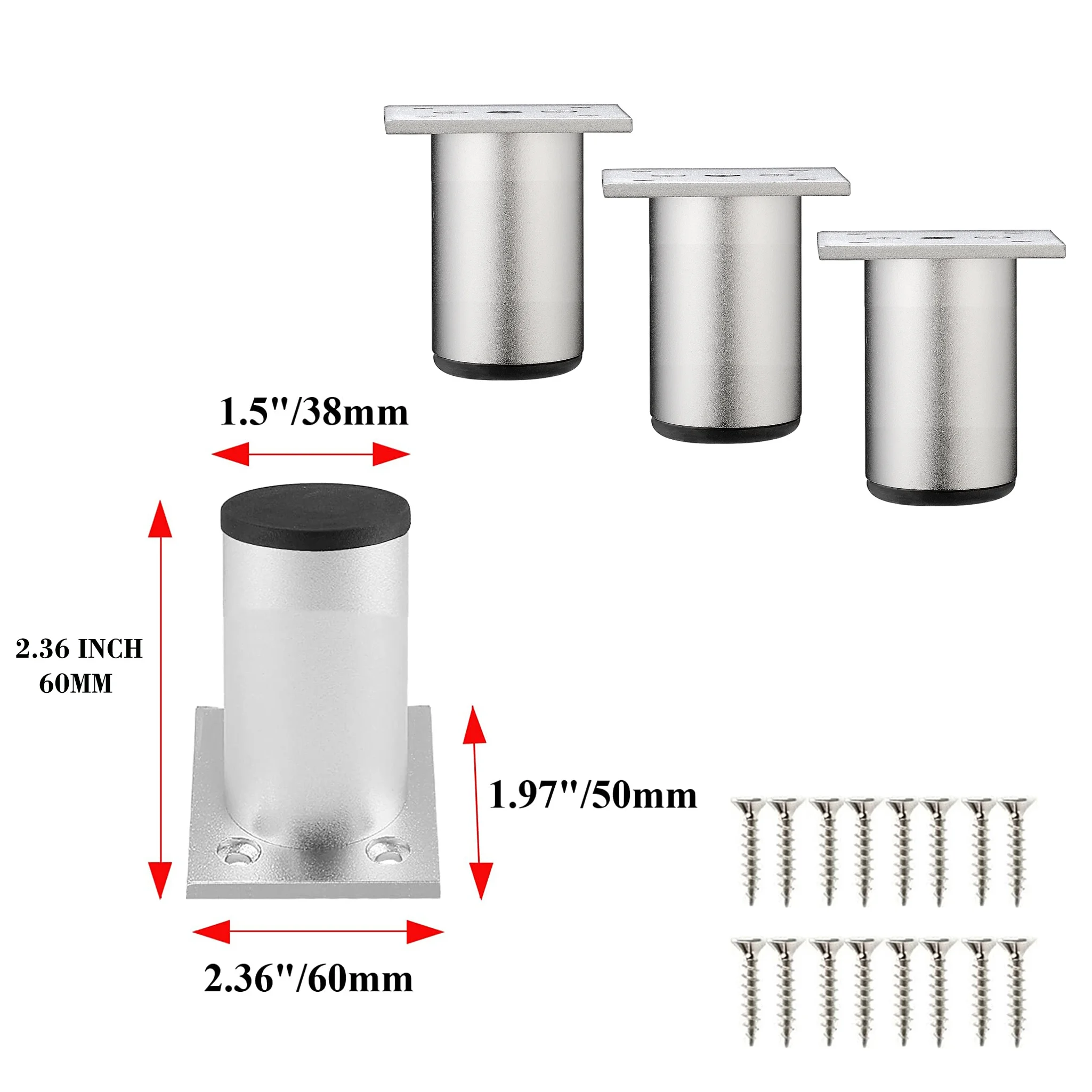 4pcs Furniture Legs Thickened Aluminum Alloy Cabinet Legs With Screws Adjustable Feet For Cupboard Sofa Kitchen Couch Bookcase