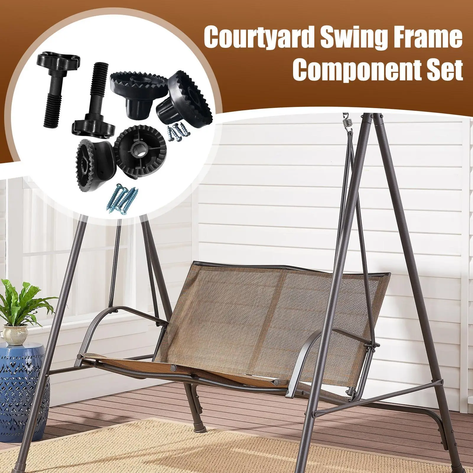 Garden Swing Fittings Swing Chair Canopy Bracket Replacement Outdoor Rustproof Repair Tool Courtyard Swing Frame Component Set