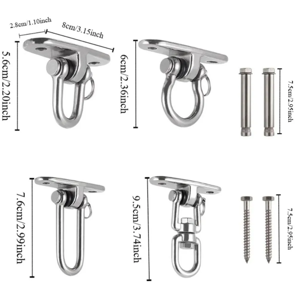 360 Rotating Swing Hangers Set 304 Stainless Steel Hanging Brackets Hammock Chair Hooks Ceiling Wall Mount Heavy Duty