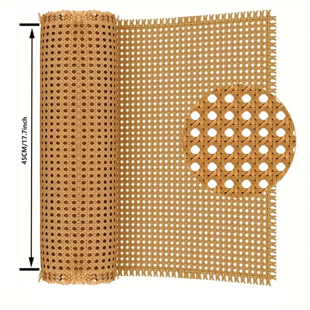 Plastic Rattan Webbing Roll, Handwoven Synthetic Poly Rattan, Faux Cane Mesh-Open Weave, for DIY Home Decor Projects