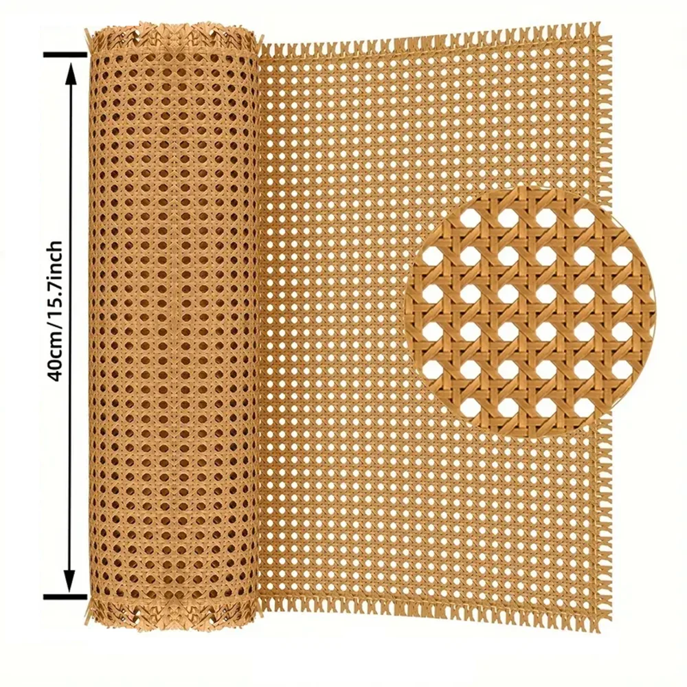 Plastic Rattan Webbing Roll, Handwoven Synthetic Poly Rattan, Faux Cane Mesh-Open Weave, for DIY Home Decor Projects