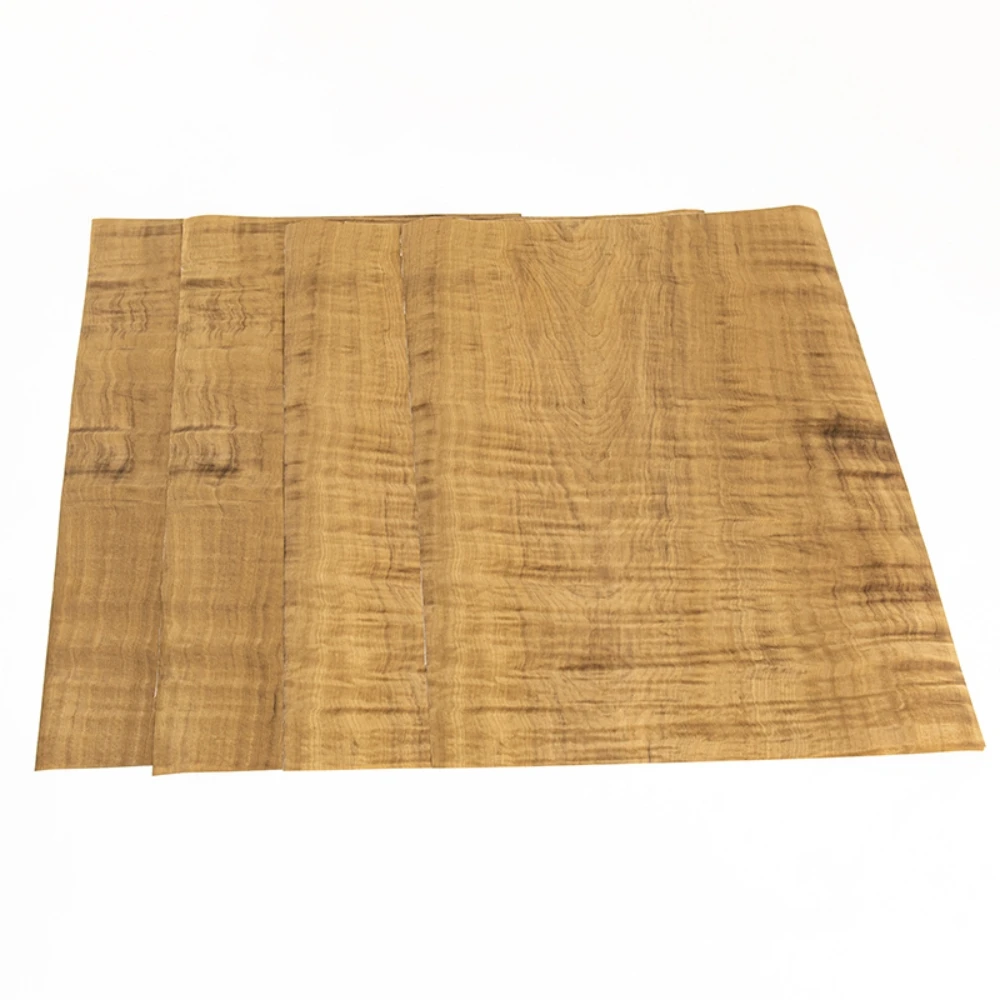 Width:450mm T:0.2mm Burmese Golden Nanmu Wood Veneer Sheets Furniture Renovation and Home Decoration Veneer
