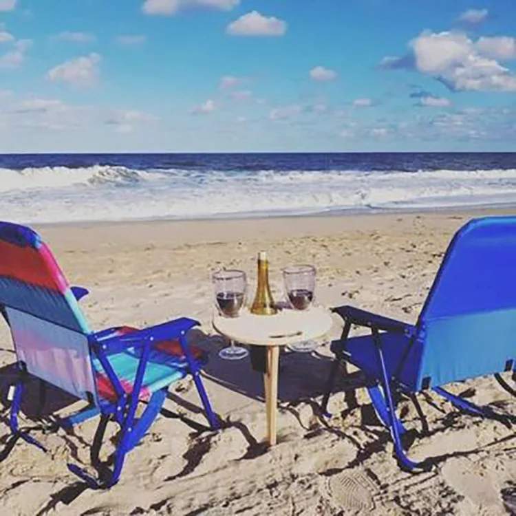 Portable Folding Picnic Table Family Lovers Outdoor Party Goblet Holder Wine Rack 2in1 Fruit Snacks Wooden Travel Dining Table