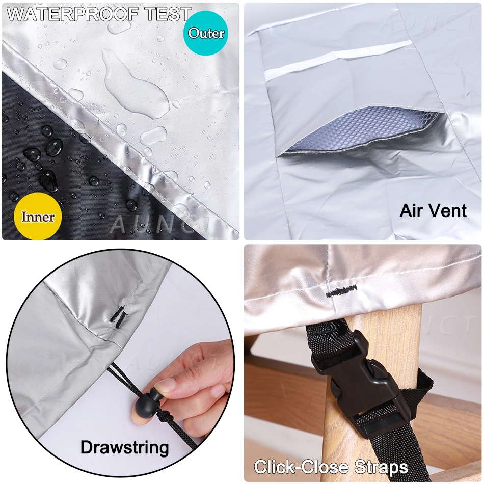 HEAVY DUTY Outdoor Waterproof Patio Furniture Set Cover Garden Rain Snow Wind-Proof Anti-UV Cover for Sofa Table Chair 420D