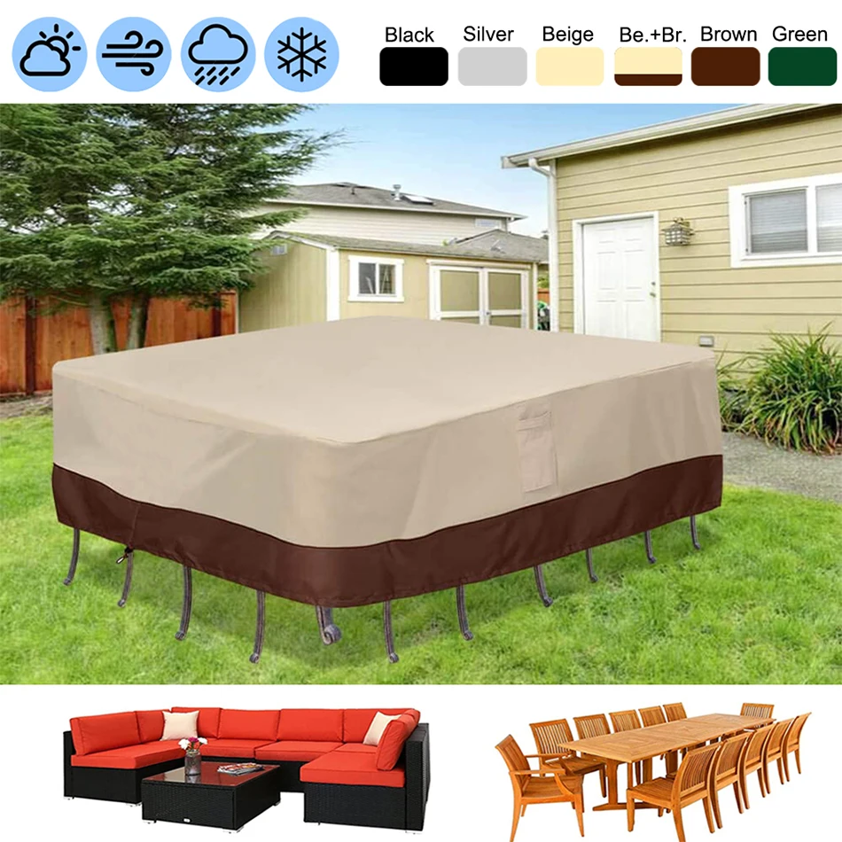 HEAVY DUTY Outdoor Waterproof Patio Furniture Set Cover Garden Rain Snow Wind-Proof Anti-UV Cover for Sofa Table Chair 420D
