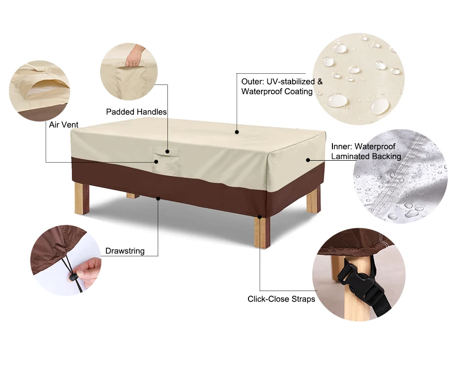 HEAVY DUTY Outdoor Waterproof Patio Furniture Set Cover Garden Rain Snow Wind-Proof Anti-UV Cover for Sofa Table Chair 420D