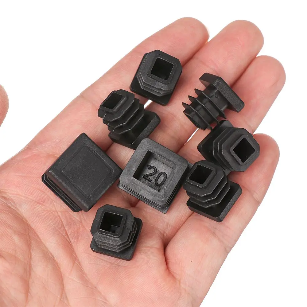 10pcs Square Plastic Black Blanking End Cap Tube Pipe Insert Plug Bung 15x15~60x60mm
