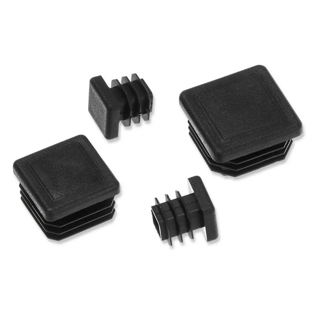 10pcs Square Plastic Black Blanking End Cap Tube Pipe Insert Plug Bung 15x15~60x60mm