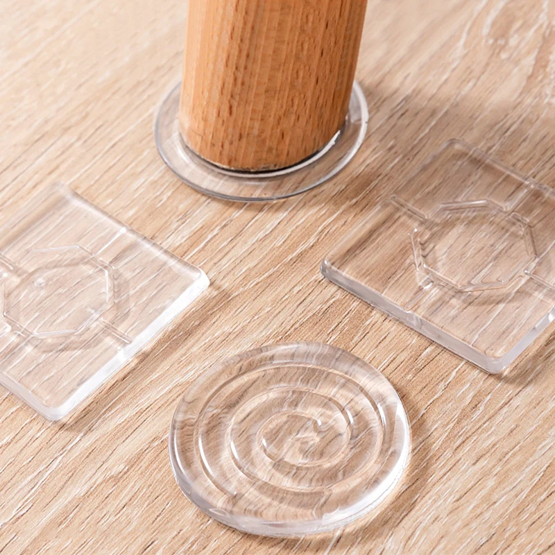 4PCS/set Transparent Silicone Furniture Foot Mat Table Sofa Foot PU Adhesive Patch Anti-collision Bed Leg Mute Non-slip Mat