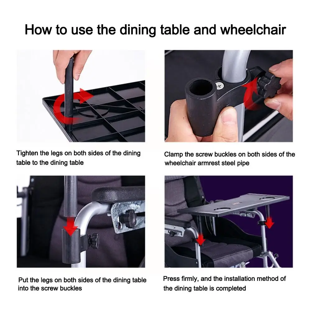Lightweight Wheelchair Tray Table Detachable Waterproof Cup Holder Easy To Install Wheelchair Desk Lap Board