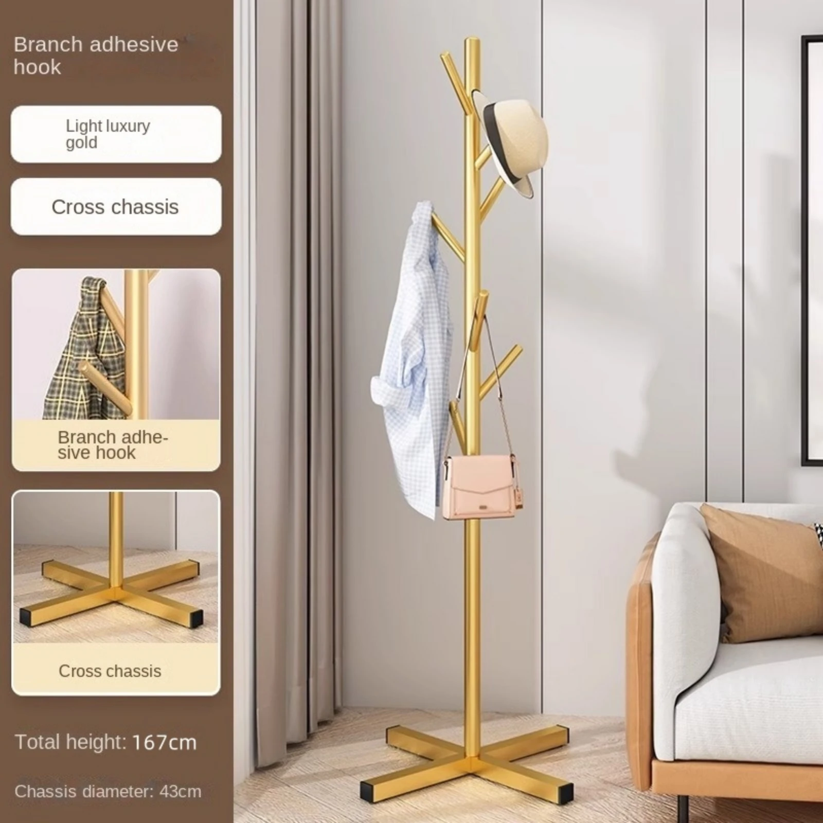 Marble household floor-standing clothes rack for bedroom, simple clothes rack, popular coat rack, clothing hanger, storage rack