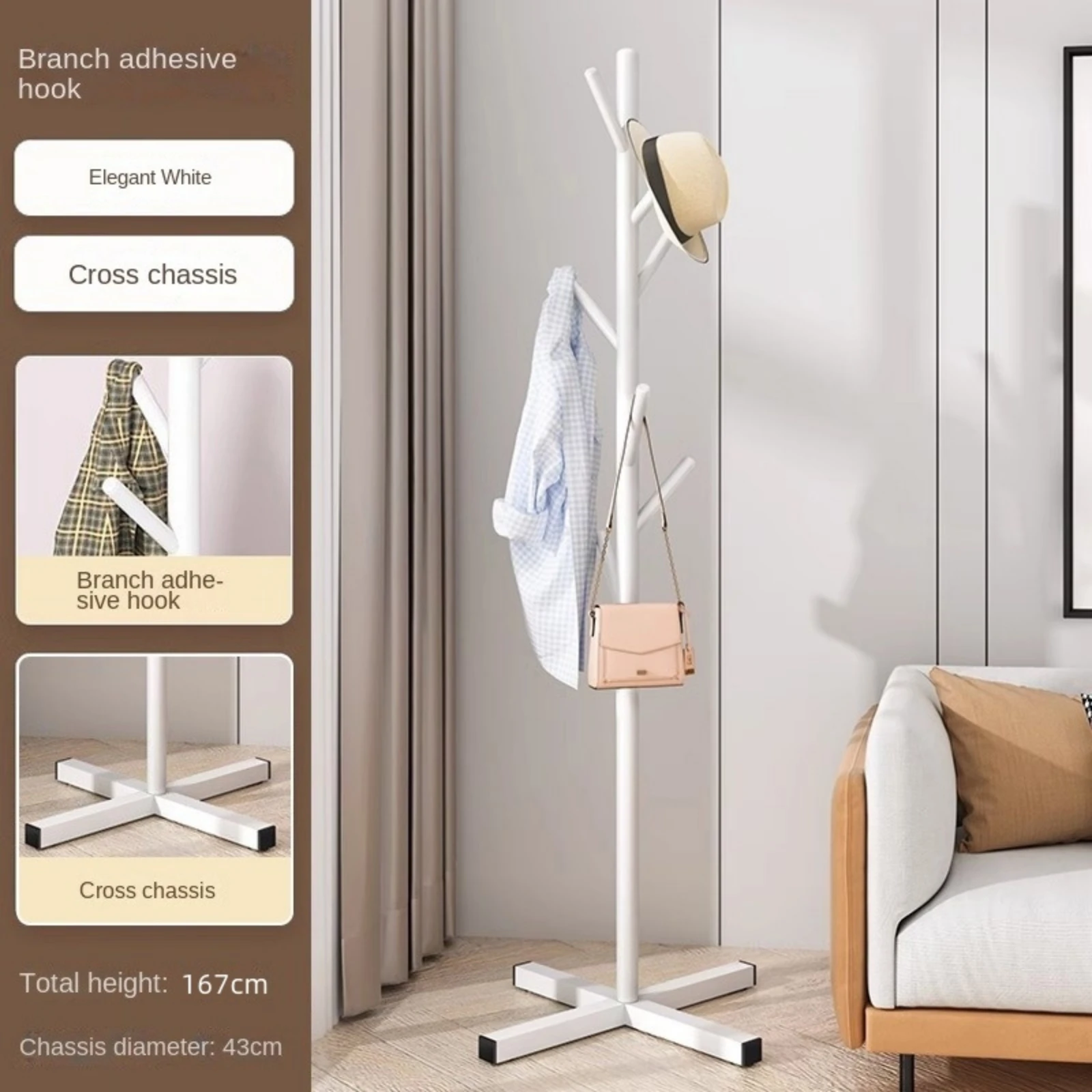 Marble household floor-standing clothes rack for bedroom, simple clothes rack, popular coat rack, clothing hanger, storage rack