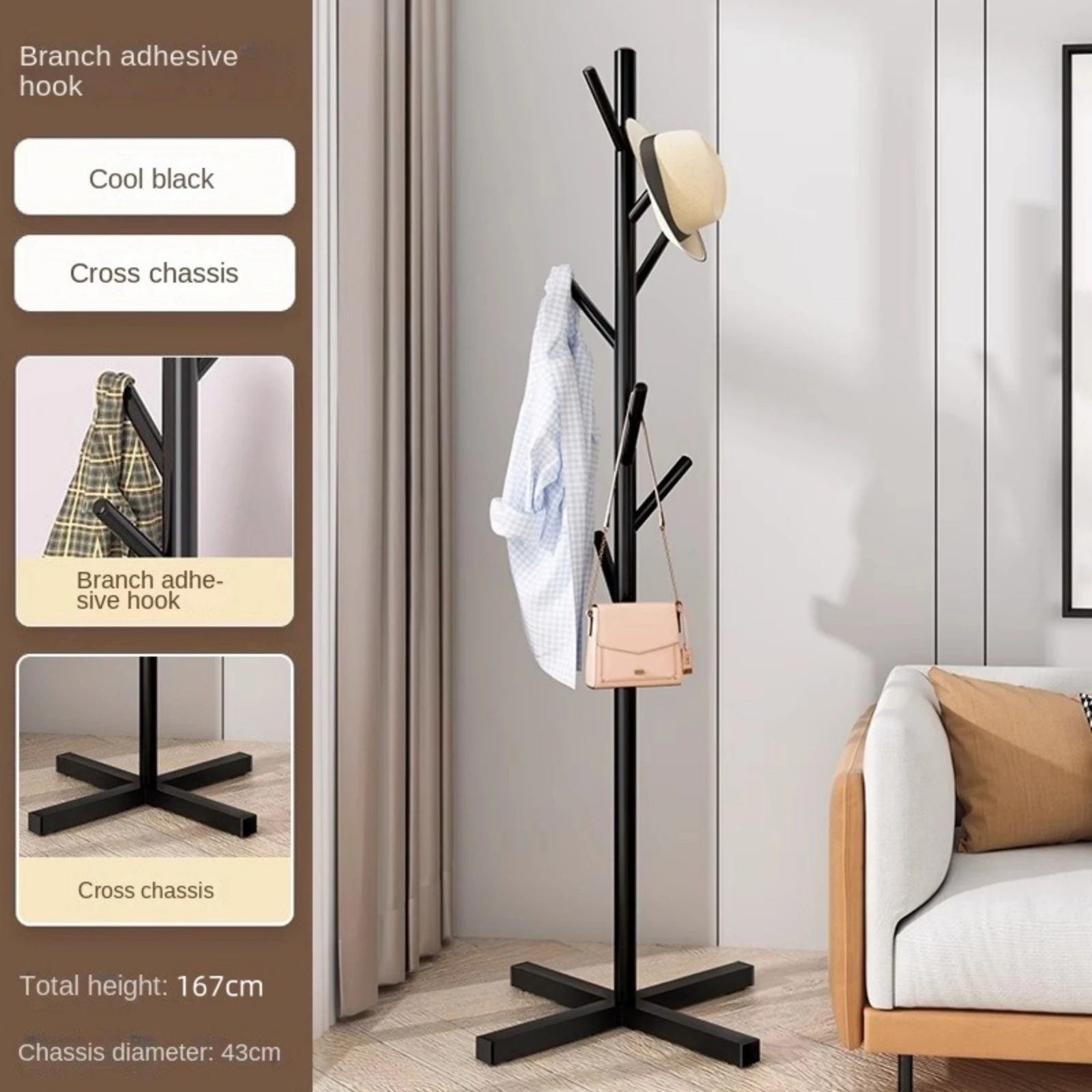 Marble household floor-standing clothes rack for bedroom, simple clothes rack, popular coat rack, clothing hanger, storage rack