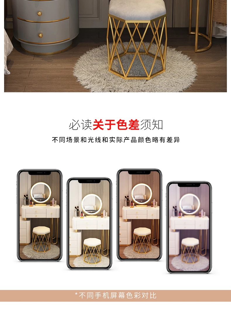 Pink White Vanity Table Women Luxury Nail European Big Stool Study Dressing Table Organizer Mesa De Maquillaje Home Furniture