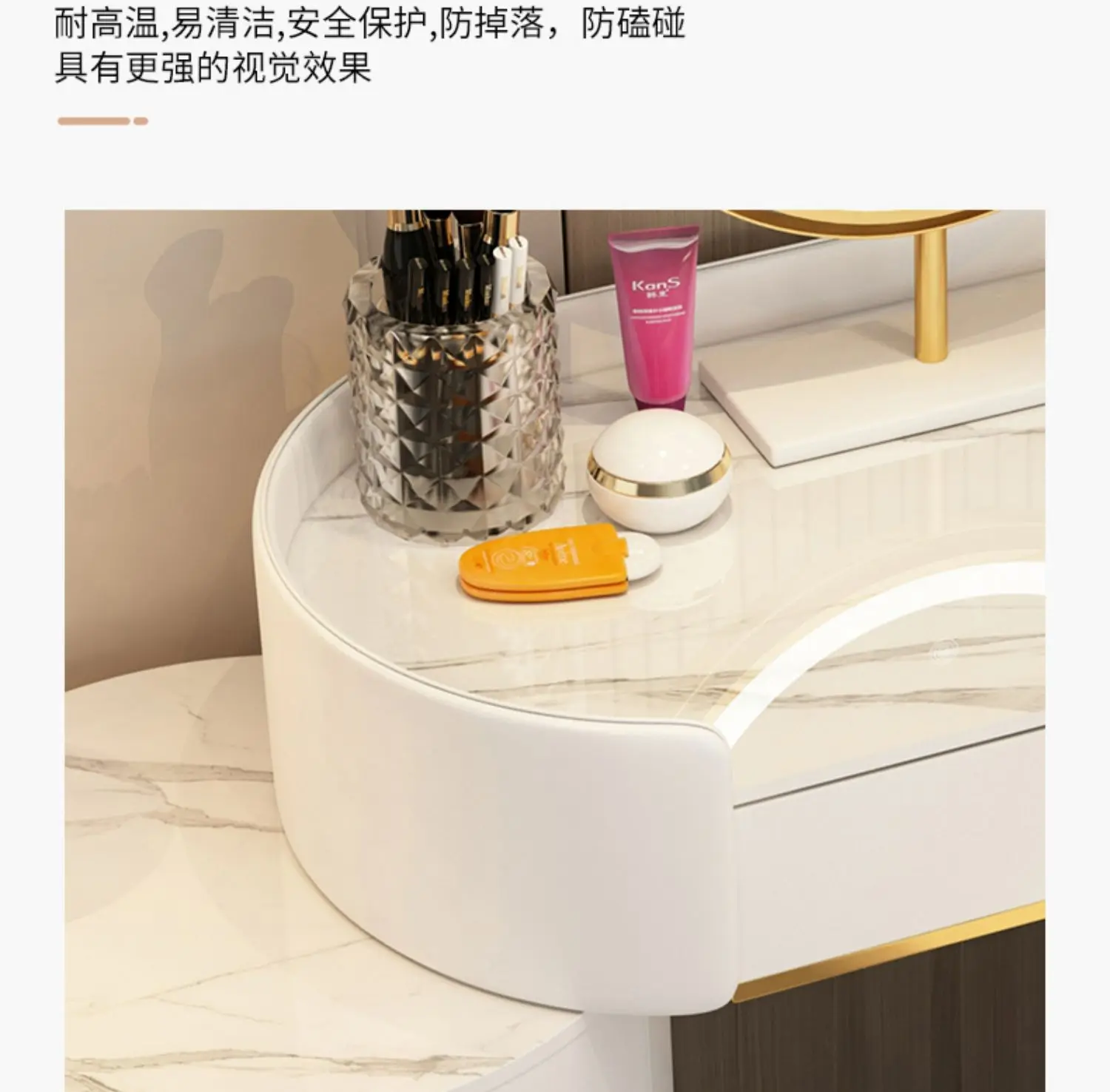 Pink White Vanity Table Women Luxury Nail European Big Stool Study Dressing Table Organizer Mesa De Maquillaje Home Furniture
