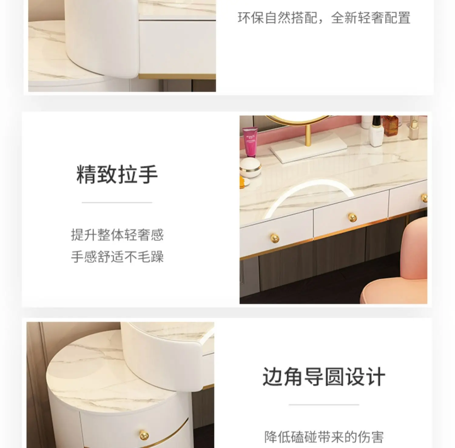 Pink White Vanity Table Women Luxury Nail European Big Stool Study Dressing Table Organizer Mesa De Maquillaje Home Furniture