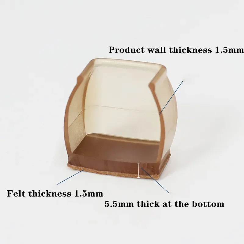 16PCS Chair Leg Protectors Round Felt Pads for Hardwood Floor Silicone Covers Furniture Leg Sliders Caps Non Slip Reduce Noise