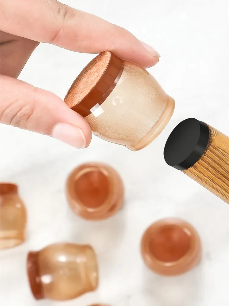 16PCS Chair Leg Protectors Round Felt Pads for Hardwood Floor Silicone Covers Furniture Leg Sliders Caps Non Slip Reduce Noise