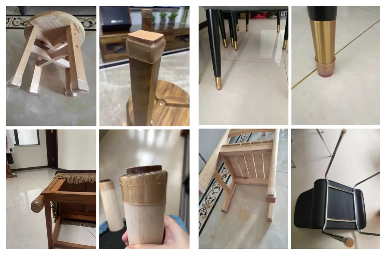 16PCS Chair Leg Protectors Round Felt Pads for Hardwood Floor Silicone Covers Furniture Leg Sliders Caps Non Slip Reduce Noise