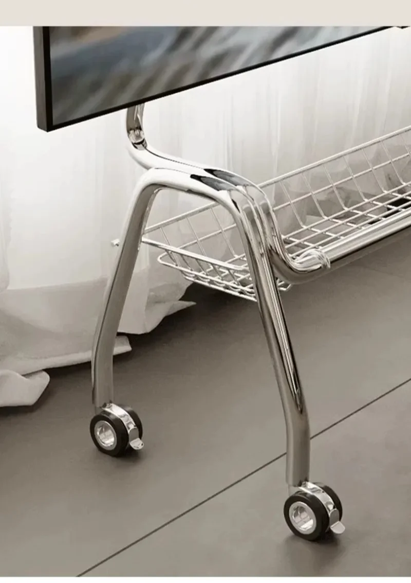 TV Stands Nordic TV Mobile Bracket Living Room Home Modern Simple Floor 32-75 Inch Stainless Steel Hanger with Wheels TV Cabinet