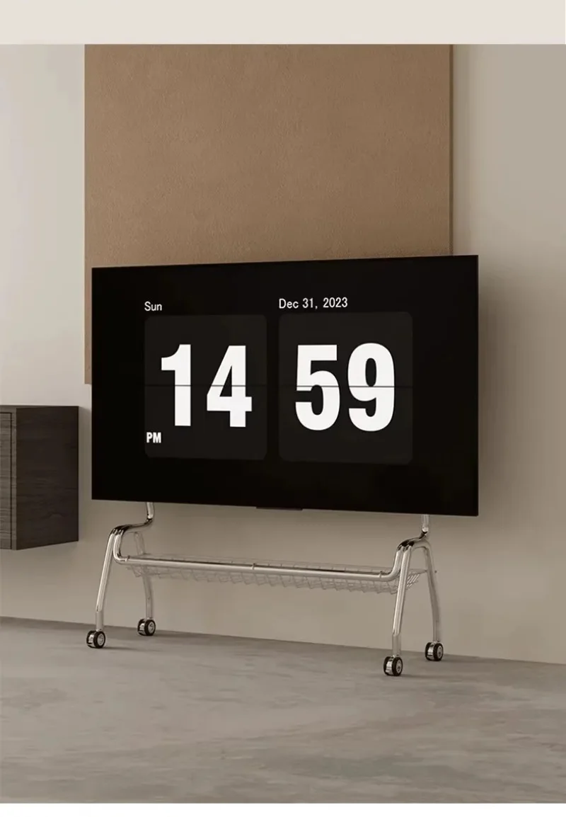 TV Stands Nordic TV Mobile Bracket Living Room Home Modern Simple Floor 32-75 Inch Stainless Steel Hanger with Wheels TV Cabinet