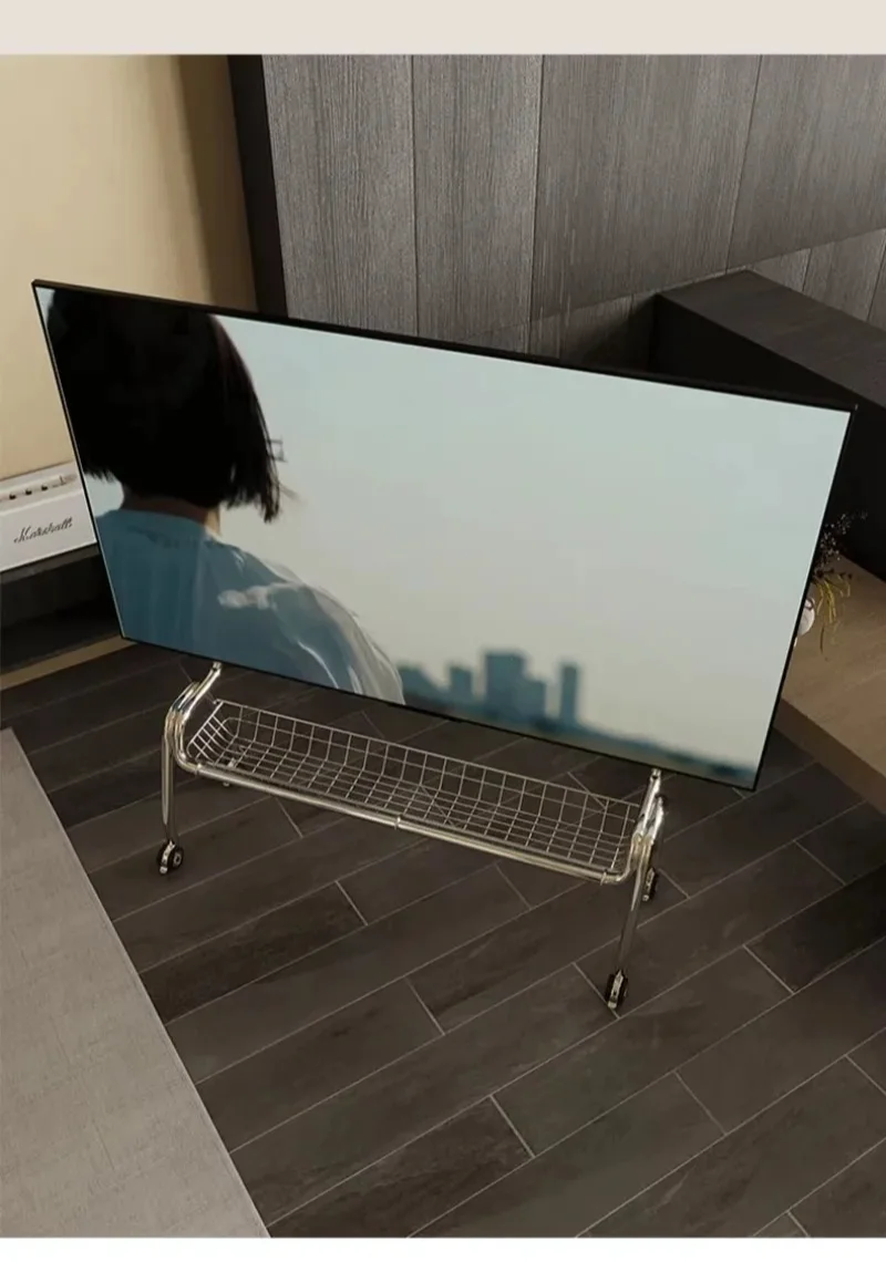 TV Stands Nordic TV Mobile Bracket Living Room Home Modern Simple Floor 32-75 Inch Stainless Steel Hanger with Wheels TV Cabinet