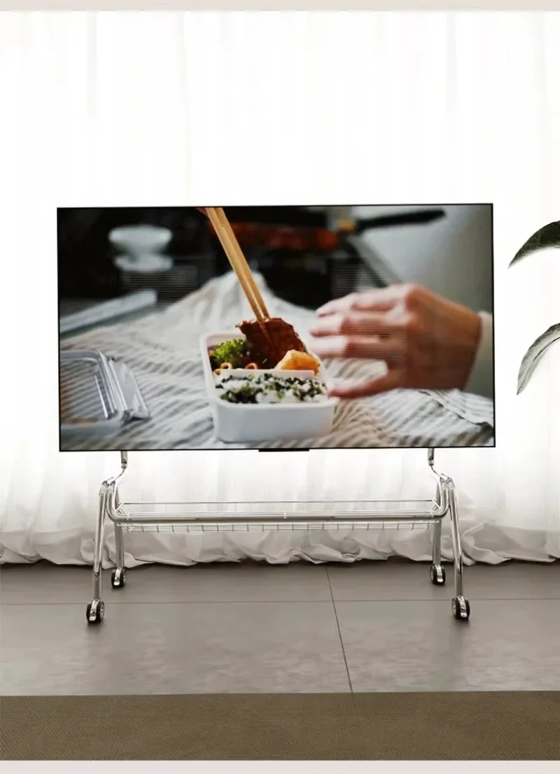 TV Stands Nordic TV Mobile Bracket Living Room Home Modern Simple Floor 32-75 Inch Stainless Steel Hanger with Wheels TV Cabinet