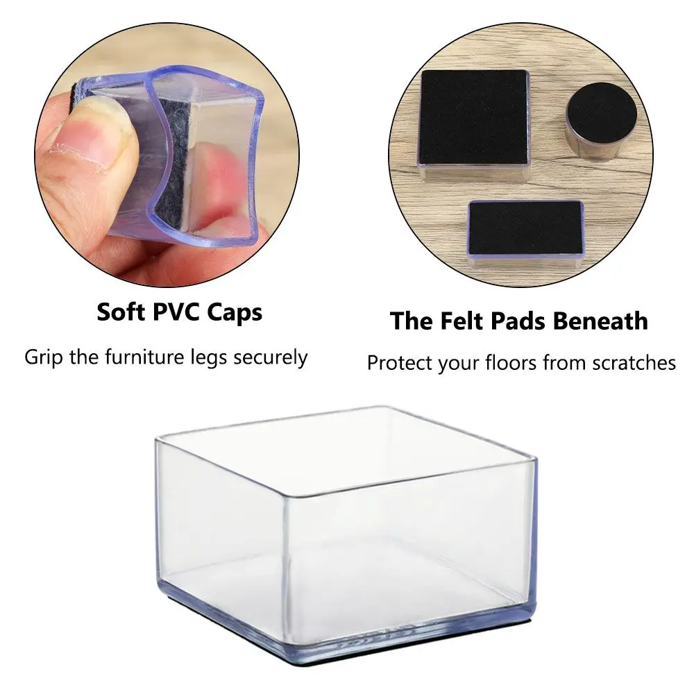 4 Pcs/Set Silicone Pads Transparent Table And Chair Leg PVC Caps Round Bottom Foot Cover Non-slip Furniture Floor Protector Pads