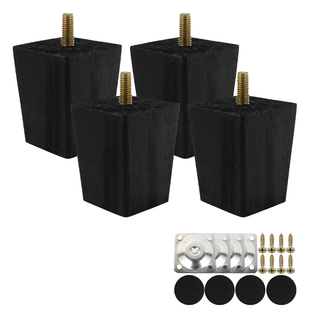 4Pcs Solid Wood Furniture Legs Replacement Furniture Feet 6/15/20cm Height Table Leg with Screws Non-slip Chair Wardrobe Feet