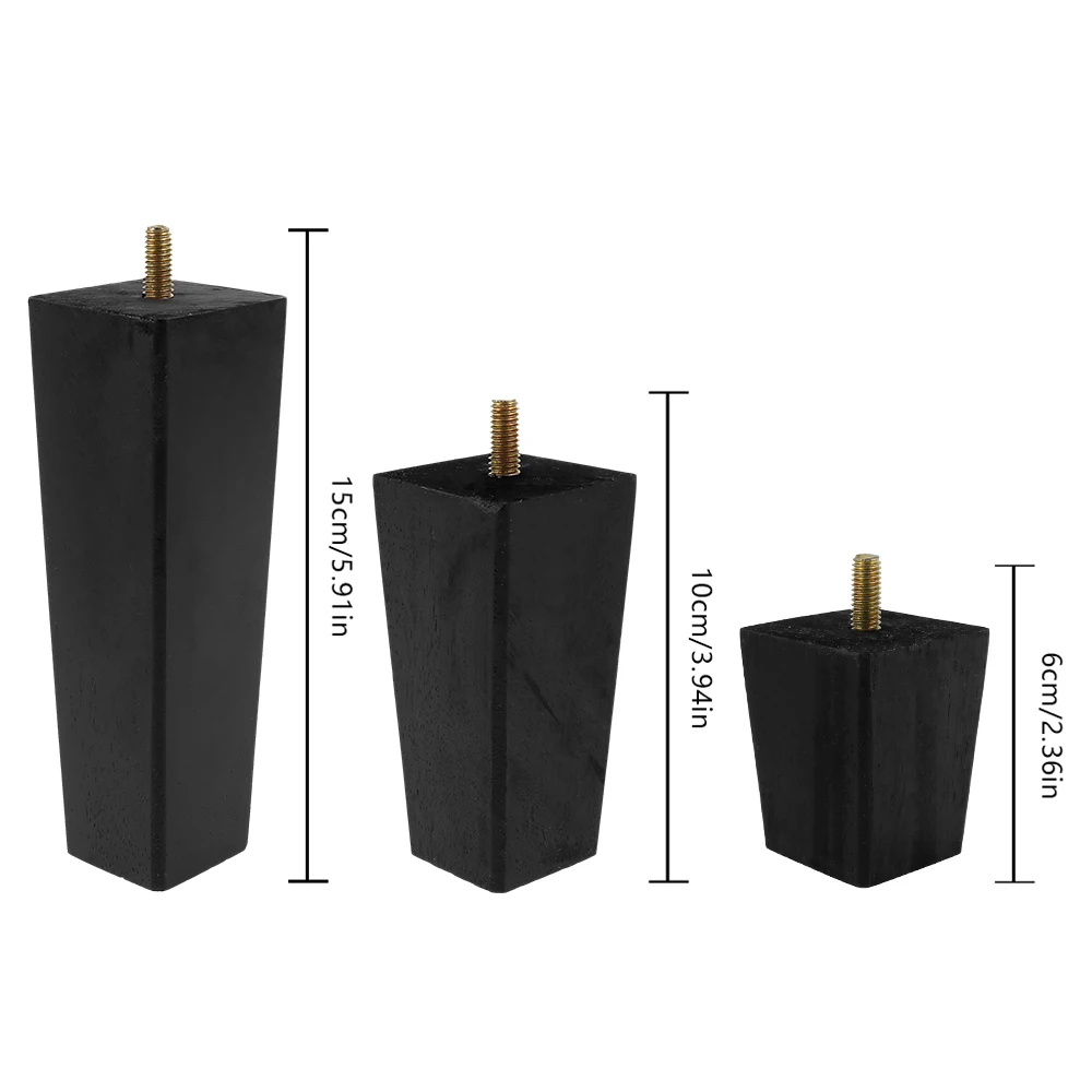 4Pcs Solid Wood Furniture Legs Replacement Furniture Feet 6/15/20cm Height Table Leg with Screws Non-slip Chair Wardrobe Feet