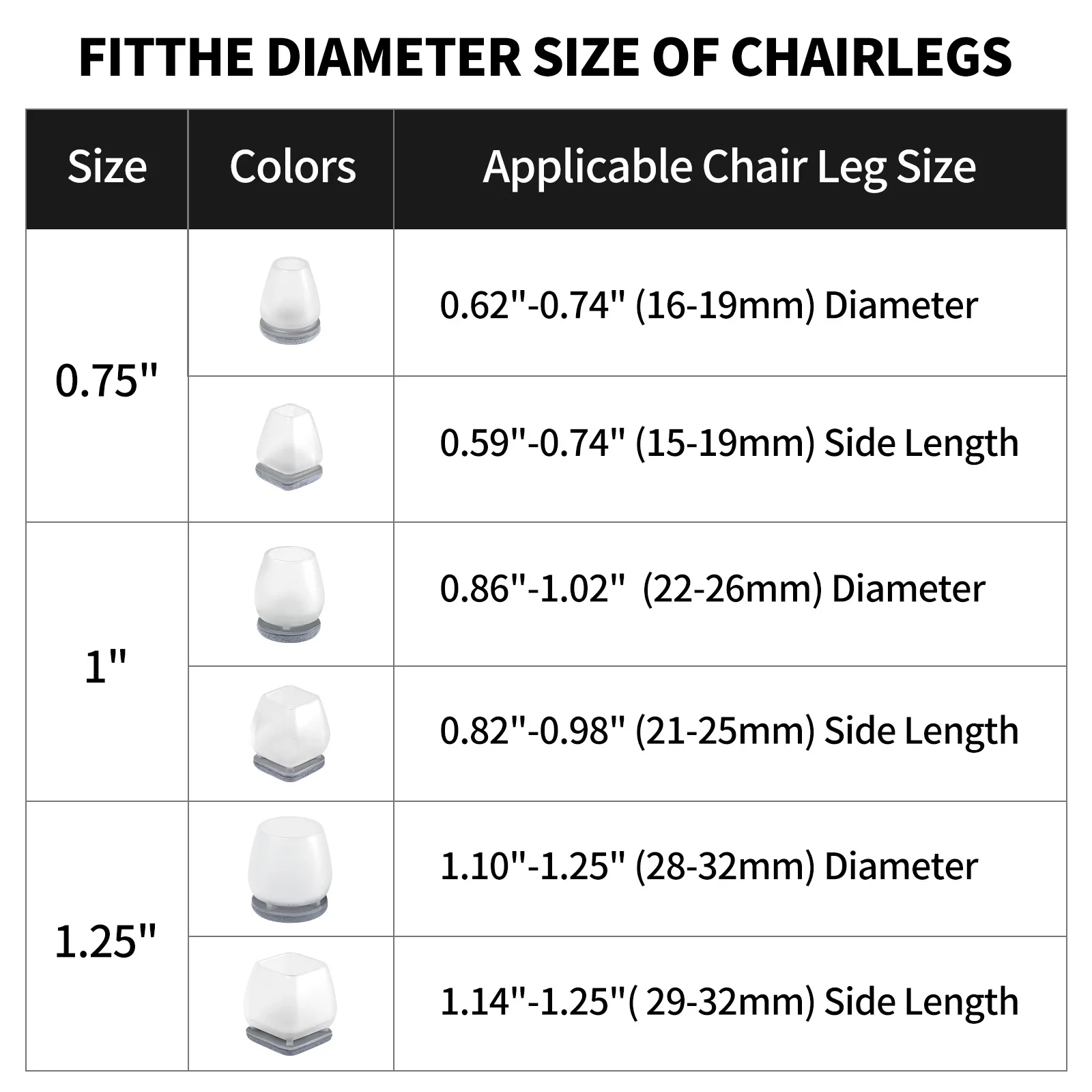 16PCS Chair Foot Cover Diagonal Leg Floor Protectors Gray with Thick Wrap Felt Pads Silicone Furniture Table Feet Protect Floors