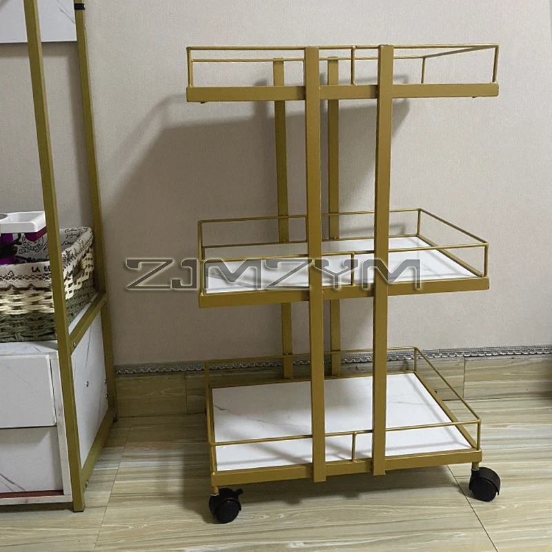 Multi-layer Iron Cart Beauty Salon Trolley Cart Food Serving Cart Manicure Auxiliary Hairdressing Furniture