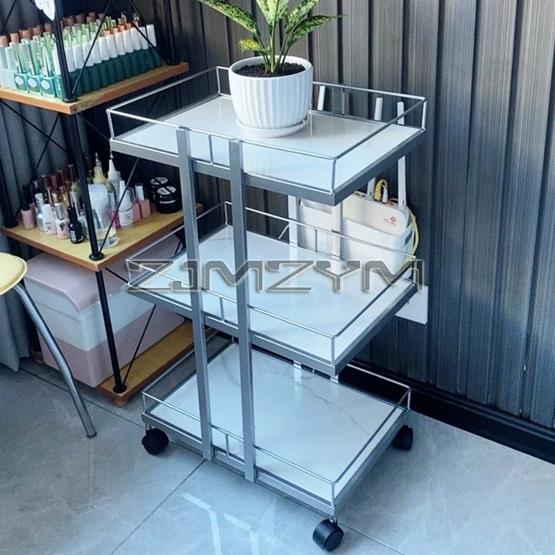 Multi-layer Iron Cart Beauty Salon Trolley Cart Food Serving Cart Manicure Auxiliary Hairdressing Furniture
