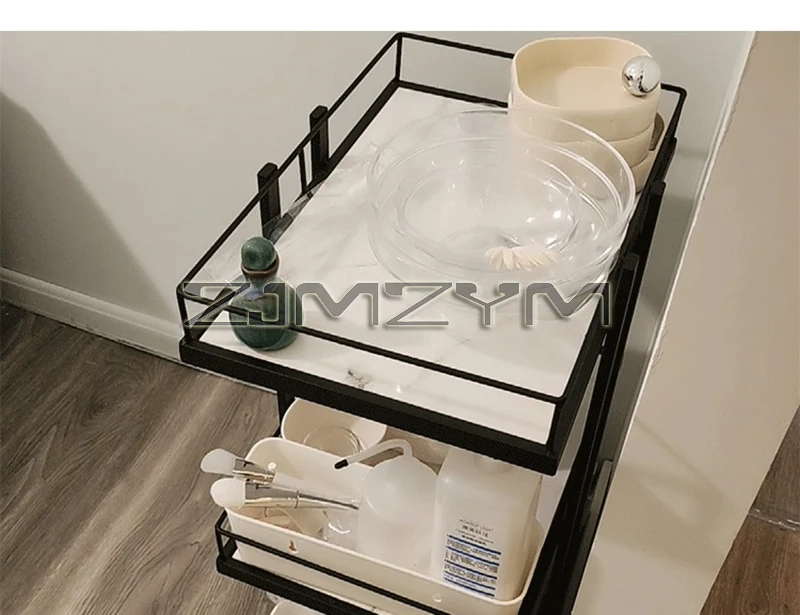 Multi-layer Iron Cart Beauty Salon Trolley Cart Food Serving Cart Manicure Auxiliary Hairdressing Furniture