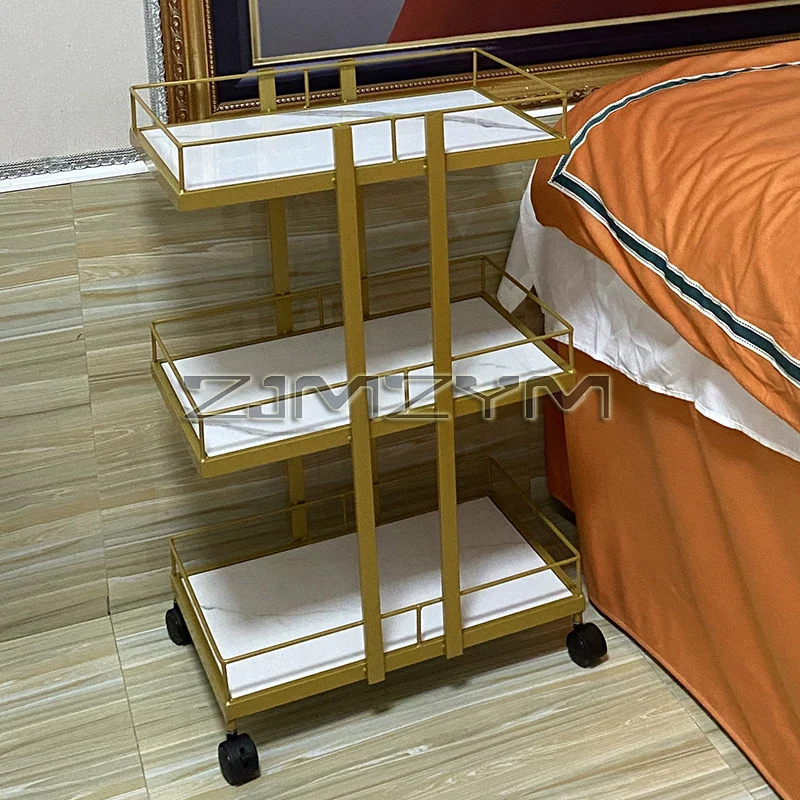 Multi-layer Iron Cart Beauty Salon Trolley Cart Food Serving Cart Manicure Auxiliary Hairdressing Furniture
