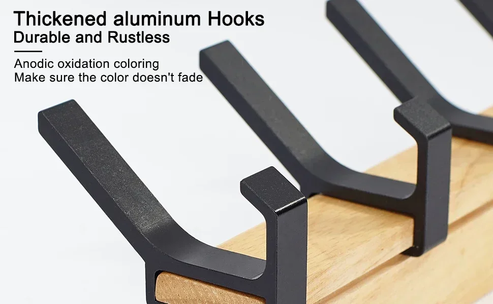 Nordic Wall Mounted Aluminum Metal Hanger Hanger Removable 5 Hooks for Towels, Hats, Bathrobes and Wooden Hangers