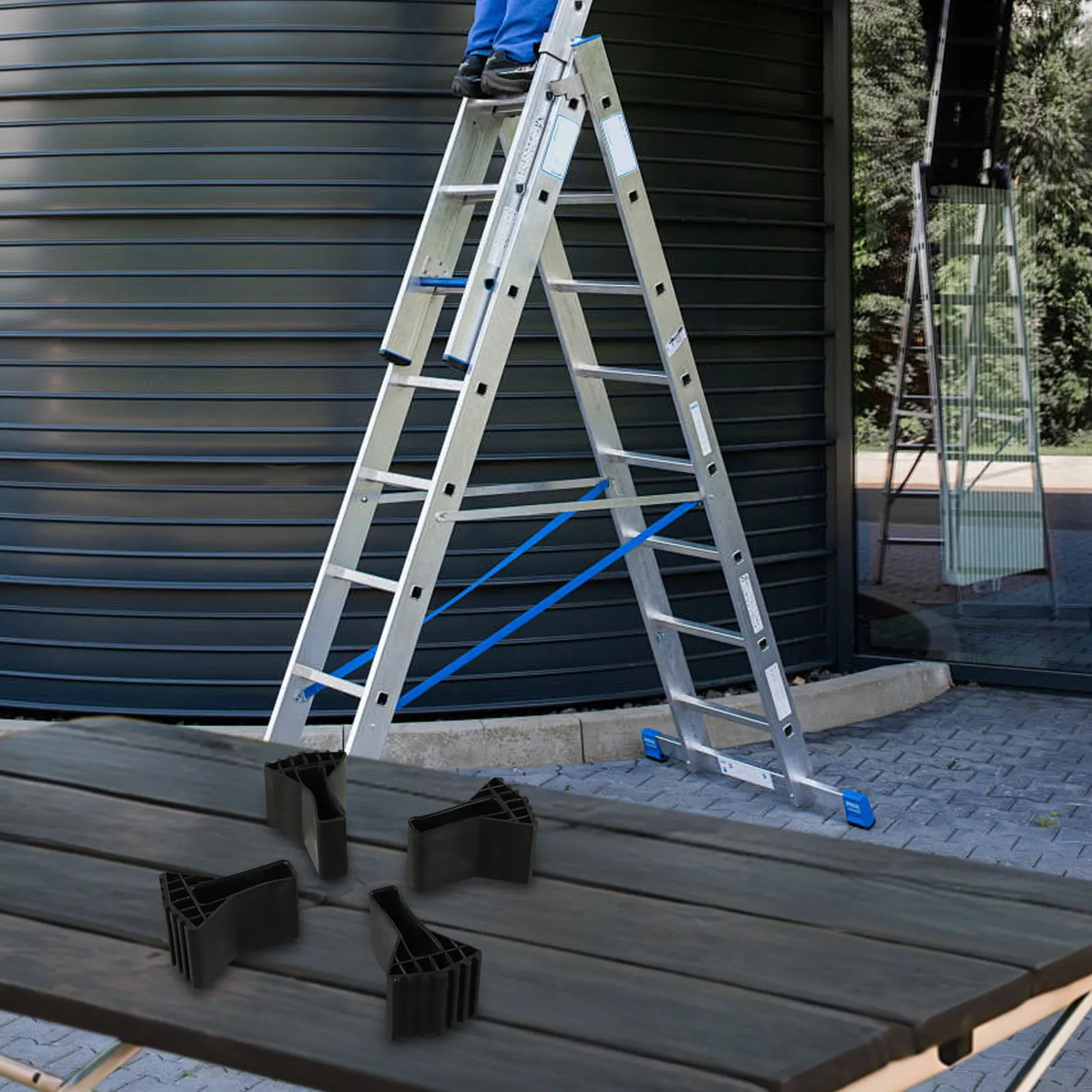 4pc/6Pc Ladder Feet Rubber Folding Ladder Leg Feet Pads Non-slip Foot Covers Ladder Foot Cover Engineering Ladder Lift Accessory