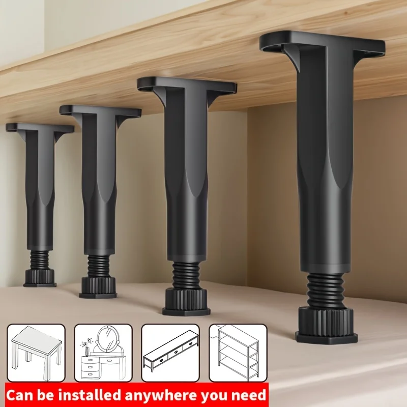 4 Pack Heavy-Duty, Non-Slip Plastic Bed Frame Support Legs 13-22cm Height-Adjustable, Sturdy Furniture Center Board Struts