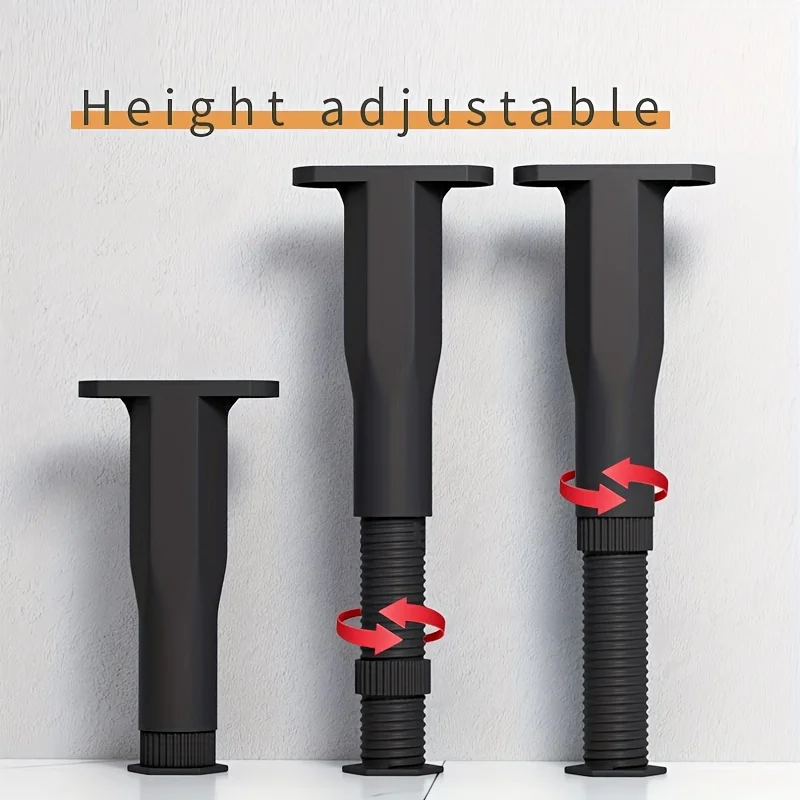 4 Pack Heavy-Duty, Non-Slip Plastic Bed Frame Support Legs 13-22cm Height-Adjustable, Sturdy Furniture Center Board Struts