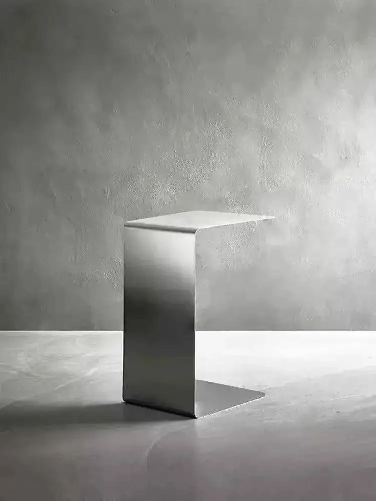 Minimalist Stainless Steel Coffee Table Living Room Sofa Side Tables Light Luxury Creative C-shaped Corner Table Bedside Tables