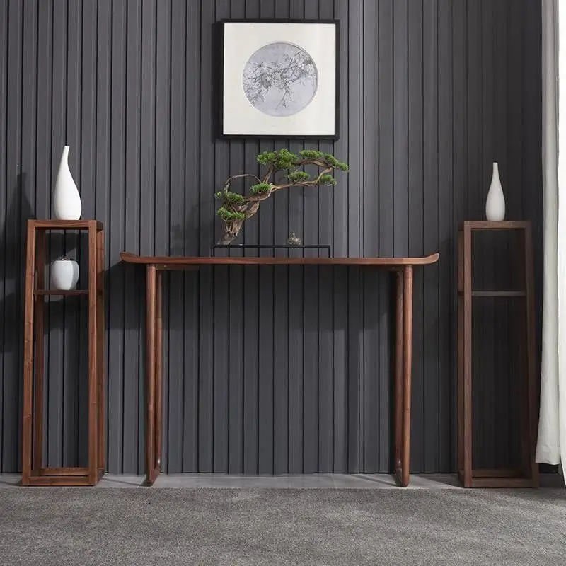 Modern Chinese Console Table, Solid Wood Zen Entryway Narrow Desk, Upturned Design Hall Cabinet, Creative Hotel Display Cabinet