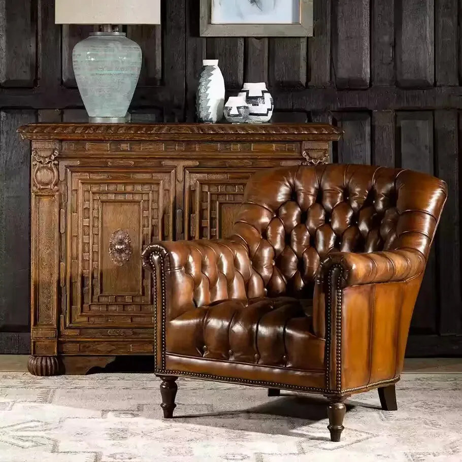Genuine Leather Living Room Chairs Design Classic Relaxing Comfy Chairs Living Room Luxury Relaxing Poltrone Moderne Furniture