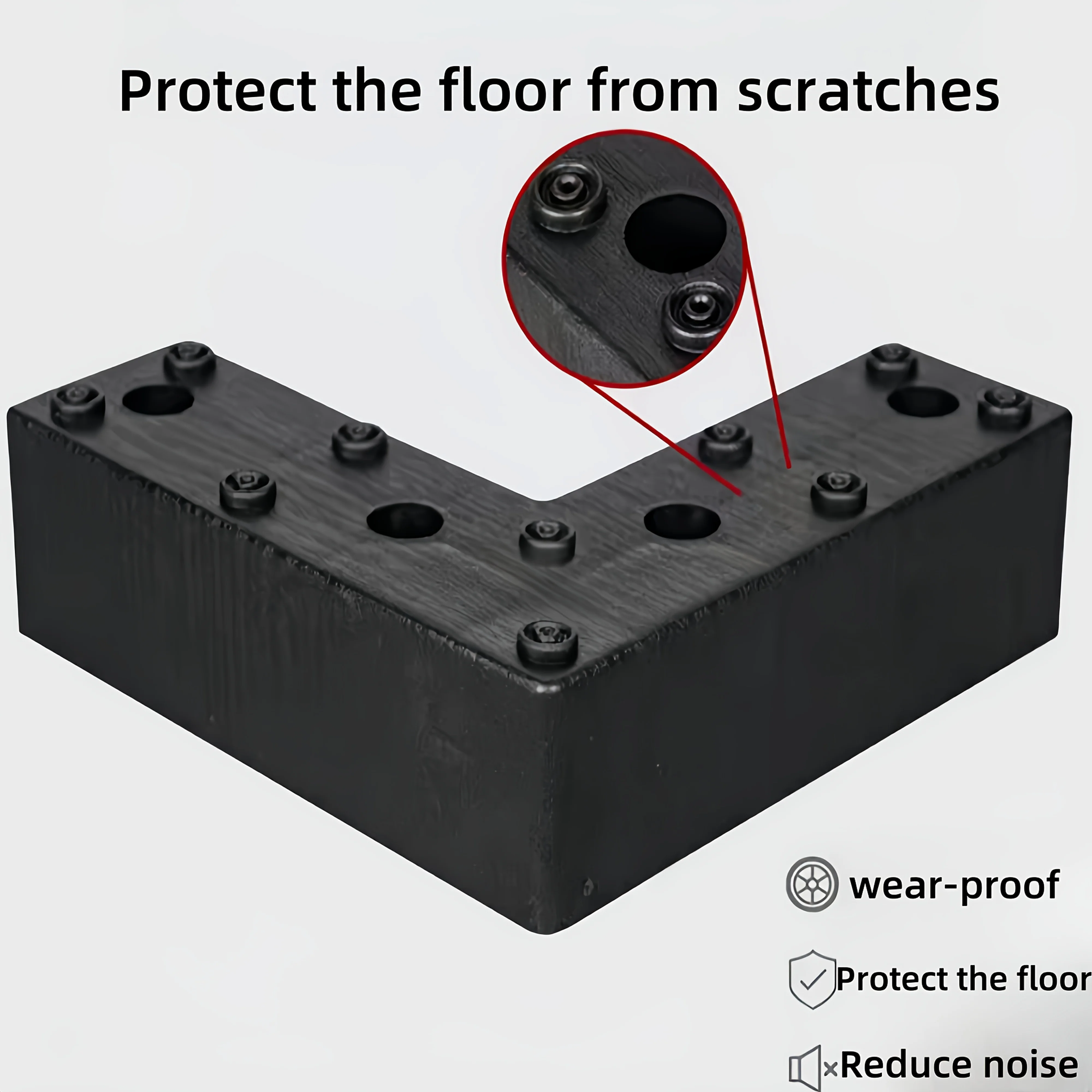 4pcs Heavy-Duty L-Shaped Furniture Legs - Industrial-strength load-bearing, Non-Slip Matte Black Finish,